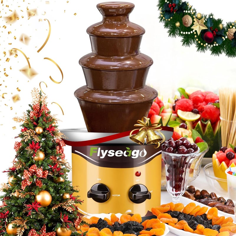 Flyseago Chocolate Fountain Machine 4 Tiers Cheese Fountain Perfect for Nacho Cheese, Chocolate Sauce, Wedding, Party - Image 1